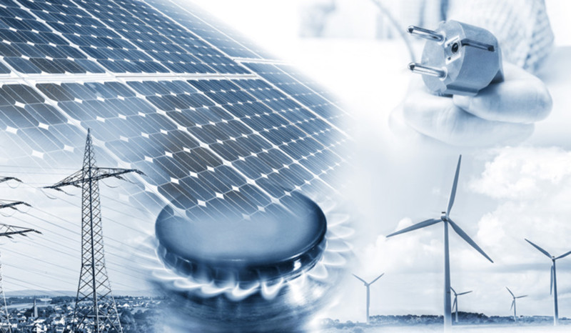 Was ist teurer: Gas oder Strom? Stromstecker, Solaranlagen, Gasherd, Strommast und Windmühlen