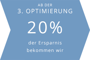 Provision ab der dritten Optimierung Ab der 3. Optimierung bekommt cheapenergy 20% der Ersparnis.