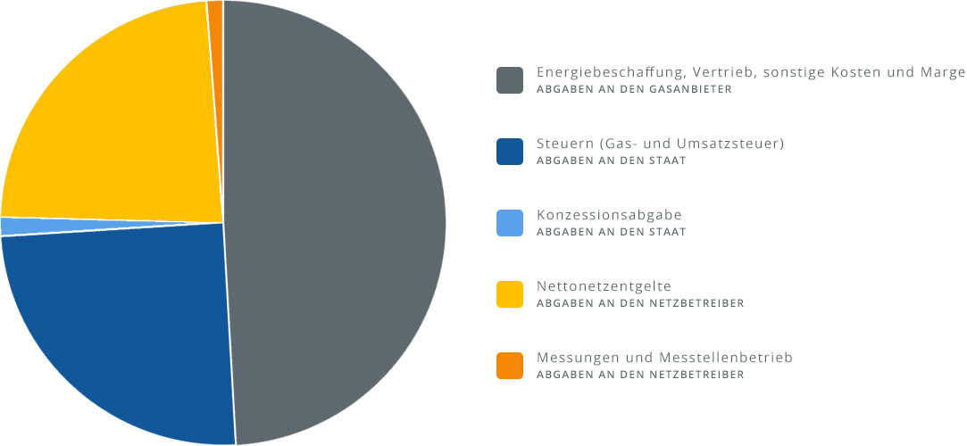 Gaspreisentwicklung 2018 | Zusammensetzung des Gaspreises Kreisdiagramm über die Zusammensetzung des Gaspreises